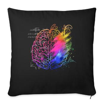 Art teacher brain, math teacher - Sofa pillowcase 17,3'' x 17,3'' (45 x 45 cm) - black - Front