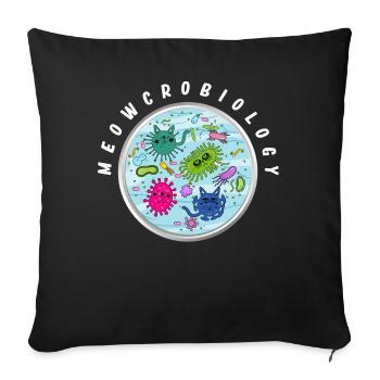 Meowcrobiology, Microbiology Cats - Sofa pillowcase 17,3'' x 17,3'' (45 x 45 cm) - black - Front