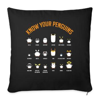 Pingouins, Pingouins, Amateurs de Pingouins - Housse de coussin décorative 45 x 45 cm - noir - Devant