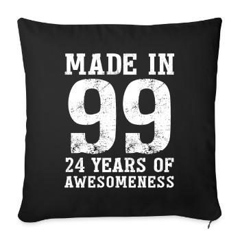 Made in 1999 "24 Years of Fascination" - Sofa pillowcase 17,3'' x 17,3'' (45 x 45 cm) - black - Front