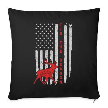 HIrschgeweih Hirschjagd Jagd Jagdsaison - Sofakissenbezug 45 x 45 cm - Schwarz - Vorne