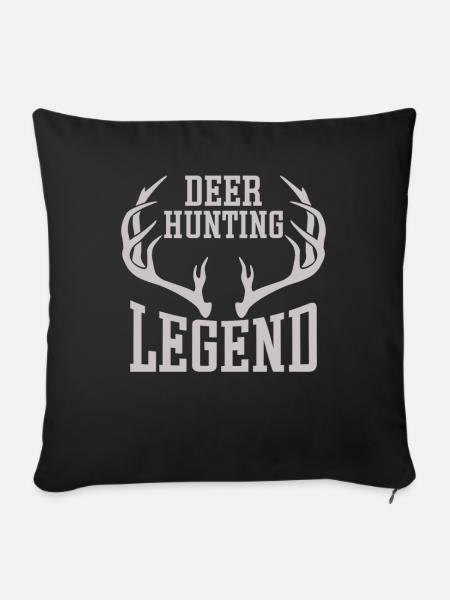 Hirschjagd Legende Jäger HIrschgeweih - Sofakissenbezug 45 x 45 cm - Schwarz