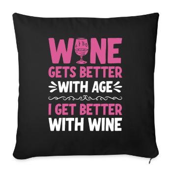 Le vin s’améliore avec l’âge Toast au vin - Housse de coussin décorative 45 x 45 cm - noir - Devant