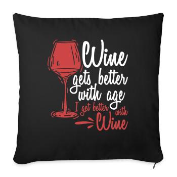 Le vin s’améliore avec l’âge Toast au vin - Housse de coussin décorative 45 x 45 cm - noir - Devant