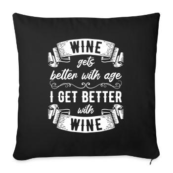 Le vin s’améliore avec l’âge Toast au vin - Housse de coussin décorative 45 x 45 cm - noir - Devant