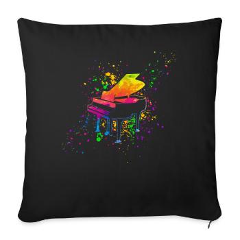 Piano, Pianiste - Housse de coussin décorative 45 x 45 cm - noir - Devant