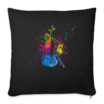 Violinist, Violin, Playing the violin - Sofa pillowcase 17,3'' x 17,3'' (45 x 45 cm) - black - Front