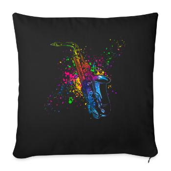 Saxophone, SAXOPHONISTE - Housse de coussin décorative 45 x 45 cm - noir - Devant