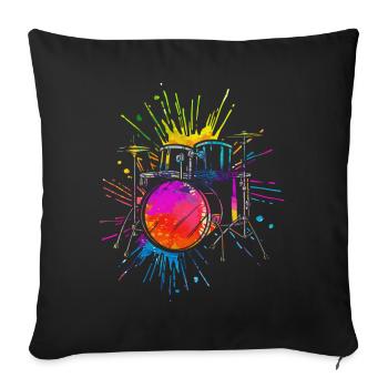 Batterie, batteur - Housse de coussin décorative 45 x 45 cm - noir - Devant