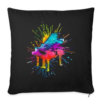 Piano, Pianiste - Housse de coussin décorative 45 x 45 cm - noir - Devant