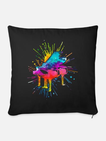 Piano, Pianist - Sofakissenbezug 45 x 45 cm - Schwarz