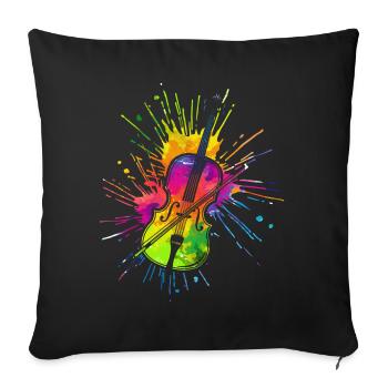 Violinist, Violin, Playing the violin - Sofa pillowcase 17,3'' x 17,3'' (45 x 45 cm) - black - Front