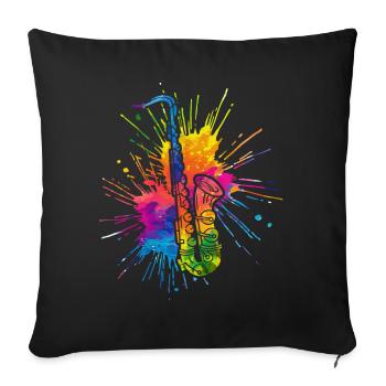 Saxophone, SAXOPHONISTE - Housse de coussin décorative 45 x 45 cm - noir - Devant
