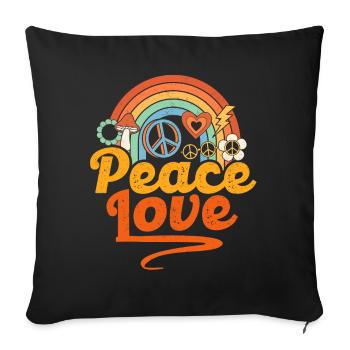 Peace Love Hippie - Housse de coussin décorative 45 x 45 cm - noir - Devant