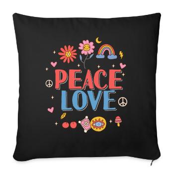 Peace Love Hippie - Housse de coussin décorative 45 x 45 cm - noir - Devant