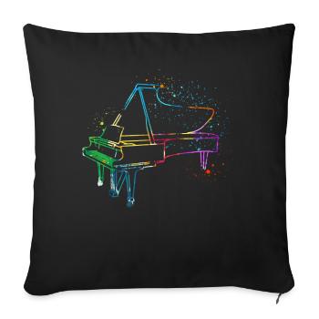 Piano, Pianiste - Housse de coussin décorative 45 x 45 cm - noir - Devant