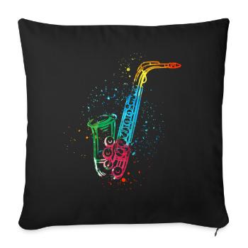 Saxophone, SAXOPHONISTE - Housse de coussin décorative 45 x 45 cm - noir - Devant