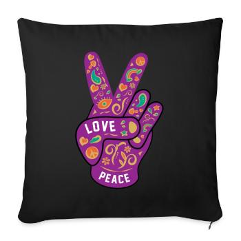 Peace Love Hippie - Housse de coussin décorative 45 x 45 cm - noir - Devant