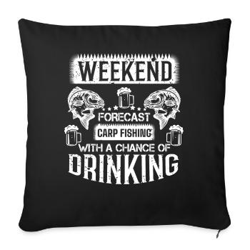 Pêche à la carpe et consommation d’alcool. - Housse de coussin décorative 45 x 45 cm - noir - Devant