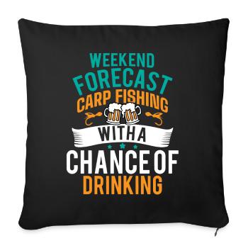 Pêche à la carpe et consommation d’alcool. - Housse de coussin décorative 45 x 45 cm - noir - Devant