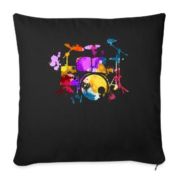 Batterie, batteur - Housse de coussin décorative 45 x 45 cm - noir - Devant