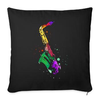Saxophone, SAXOPHONISTE - Housse de coussin décorative 45 x 45 cm - noir - Devant