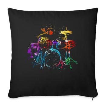 Batterie, batteur - Housse de coussin décorative 45 x 45 cm - noir - Devant