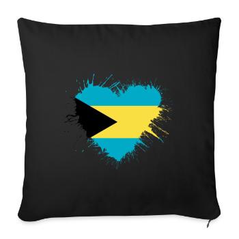 Drapeau du cœur des Bahamas - Housse de coussin décorative 45 x 45 cm - noir - Devant