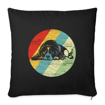 Cavalier King Charles Spaniel Retro Dog Cadeau - Housse de coussin décorative 45 x 45 cm - noir - Devant