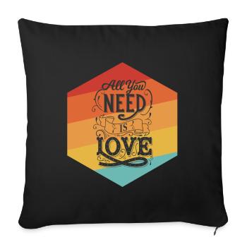 Tout ce dont vous avez besoin, c’est d’amour - Housse de coussin décorative 45 x 45 cm - noir - Devant