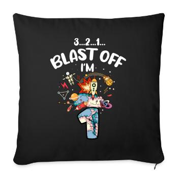 Blast Off J’ai 1 an, 1er anniversaire - Housse de coussin décorative 45 x 45 cm - noir - Devant