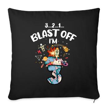 Blast Off J’ai 3 ans, 3ème anniversaire - Housse de coussin décorative 45 x 45 cm - noir - Devant