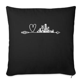 Bochum skyline With arrow and heart - Sofa pillowcase 17,3'' x 17,3'' (45 x 45 cm) - black - Front