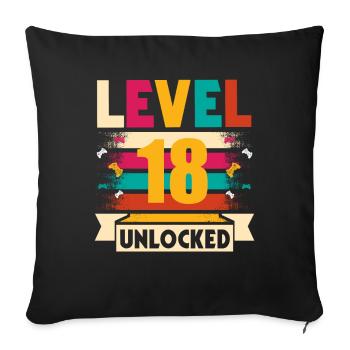18 Birthday Gift Level 18 Unlocked - Sofa pillowcase 17,3'' x 17,3'' (45 x 45 cm) - black - Front