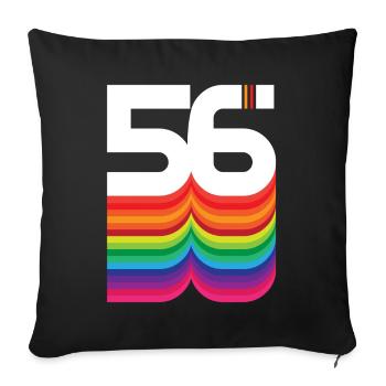 56 ans « Anniversaire » - Housse de coussin décorative 45 x 45 cm - noir - Devant