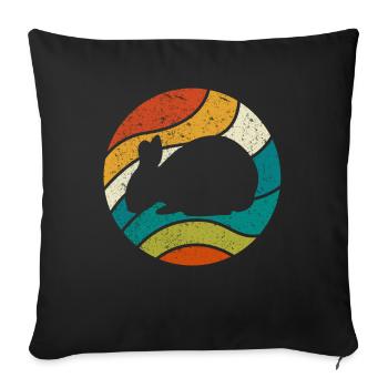 Lapin Rétro Vintage Lapin - Housse de coussin décorative 45 x 45 cm - noir - Devant