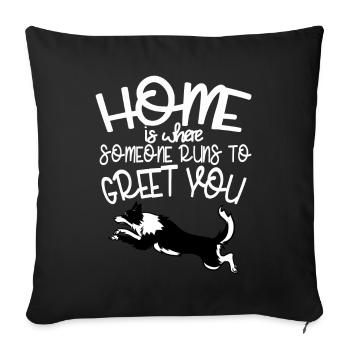 Collie mignon disant chien propriétaire de chien - Housse de coussin décorative 45 x 45 cm - noir - Devant