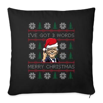 Biden J’ai 3 mots Joyeux Noël - Housse de coussin décorative 45 x 45 cm - noir - Devant