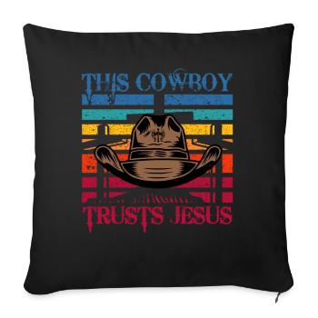 Ce cow-boy fait confiance à Jésus - Housse de coussin décorative 45 x 45 cm - noir - Devant