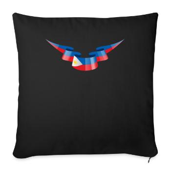 Bannière du drapeau des Philippines - Housse de coussin décorative 45 x 45 cm - noir - Devant