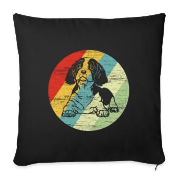 King Charles Spaniel Retro Dog Gift - Sofa pillowcase 17,3'' x 17,3'' (45 x 45 cm) - black - Front