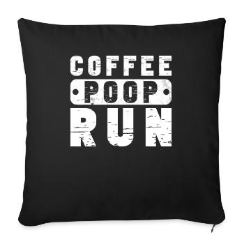 Coffee Poop Run Funny Runner Marathon - Housse de coussin décorative 45 x 45 cm - noir - Devant