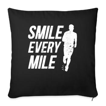 Smile Every Mile Läufer Spruch - Sofakissenbezug 45 x 45 cm - Schwarz - Vorne