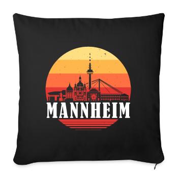Mannheim Retro Skyline - Sofa pillowcase 17,3'' x 17,3'' (45 x 45 cm) - black - Front