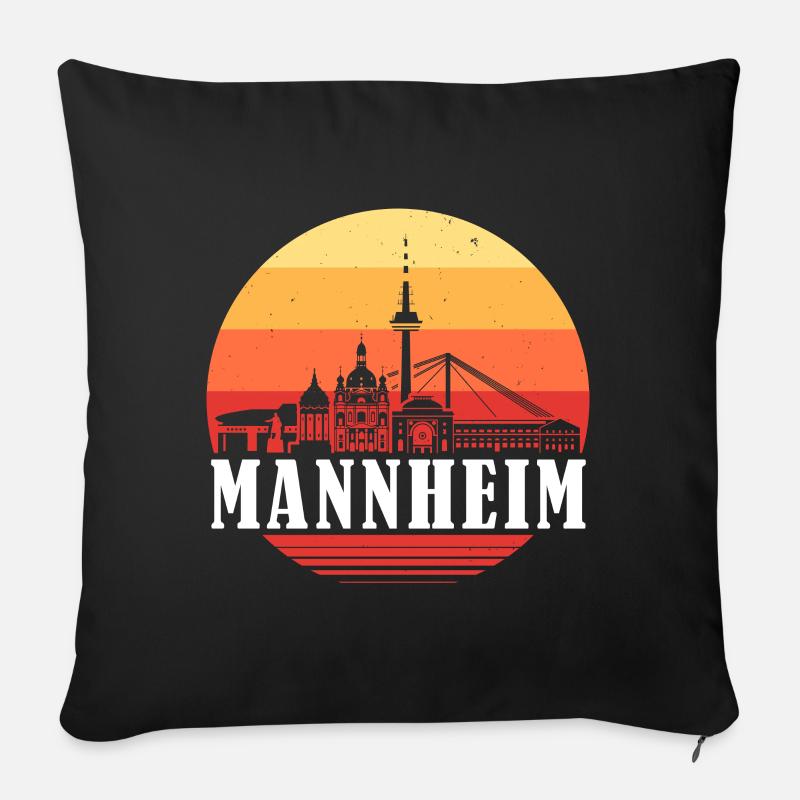 Mannheim Retro Skyline - Sofa pillowcase 17,3'' x 17,3'' (45 x 45 cm) - black
