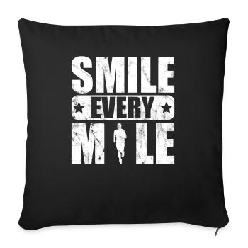 Smile Every Mile - Entraînement à la course Marathon - Housse de coussin décorative 45 x 45 cm - noir - Devant
