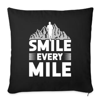 Smile Every Mile - Lauftraining Marathon Running - Sofakissenbezug 45 x 45 cm - Schwarz - Vorne