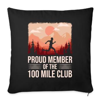 100 Mile Club Ultra Run Trail Running Ultrarunners - Sofa pillowcase 17,3'' x 17,3'' (45 x 45 cm) - black - Front