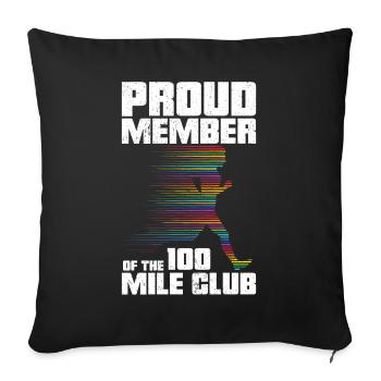 100 Mile Club Ultra Run Trail Running Ultrarunners - Housse de coussin décorative 45 x 45 cm - noir - Devant