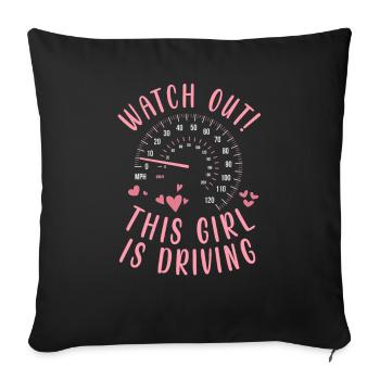 Examen du permis de conduire Examen de conduite - Housse de coussin décorative 45 x 45 cm - noir - Devant